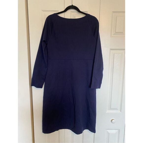 Talbots NWT Navy Blue Long Sleeve V-Neck Sheath Dress, Sz 14 - Picture 5 of 7